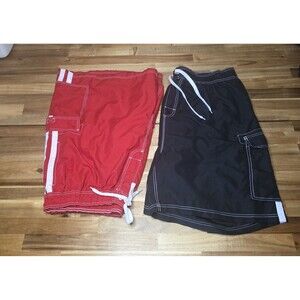 Kanu Surf Men's Board Shorts Swim Trunks Bundle 4X Red & Black Cargo Swim Shorts